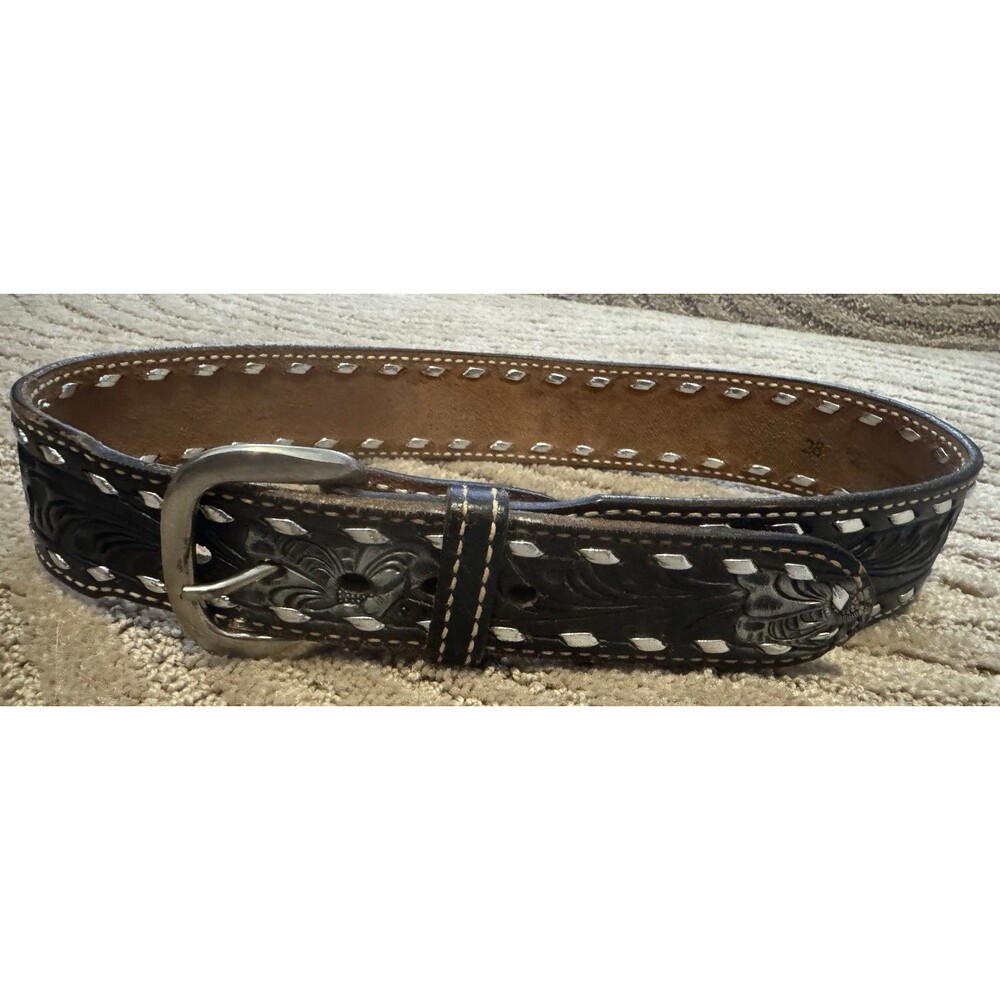 Textan genuine cow had leather belt Size 28 Name “Faye” Embellished In Leather